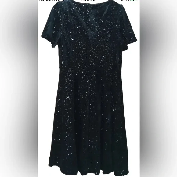 Talbots RSVP Velvet Sequined Dress Womens Size 8 Fit & Flair Short Black Lined - Picture 6 of 7